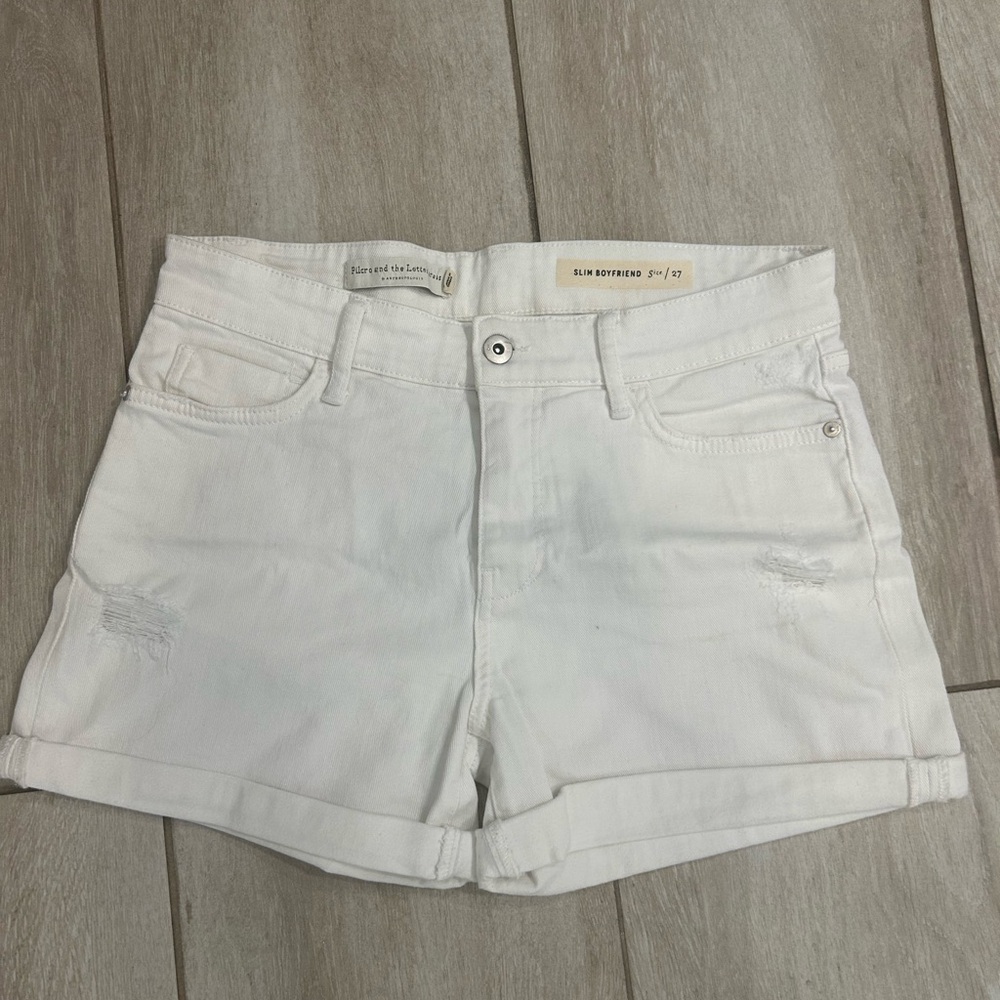 Pilcro and the Letterpress White Jean Shorts Mid-Rise Relaxed Fit